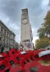 Cenotaph and poppies